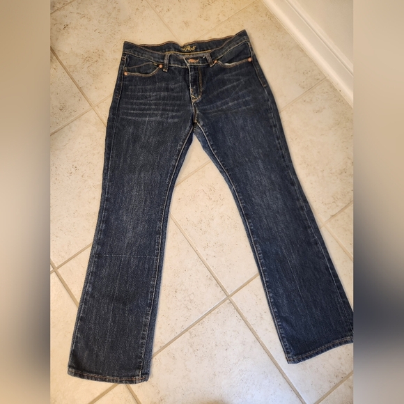 Womens Old Navy Dark Wash Blue Jeans Straight Leg Size 8 S The Flirt 31" W #C55 - Picture 1 of 7